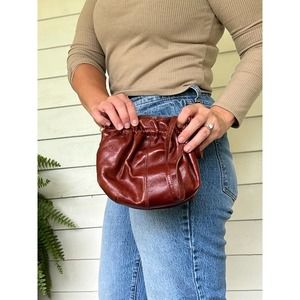 Vintage Leather Crossbody Coin Snap Purse